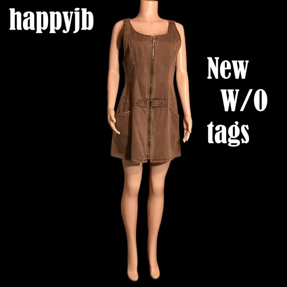 NWOT Vintage Sherry Taylor Denim Jumper Dress Size L - Picture 2 of 15